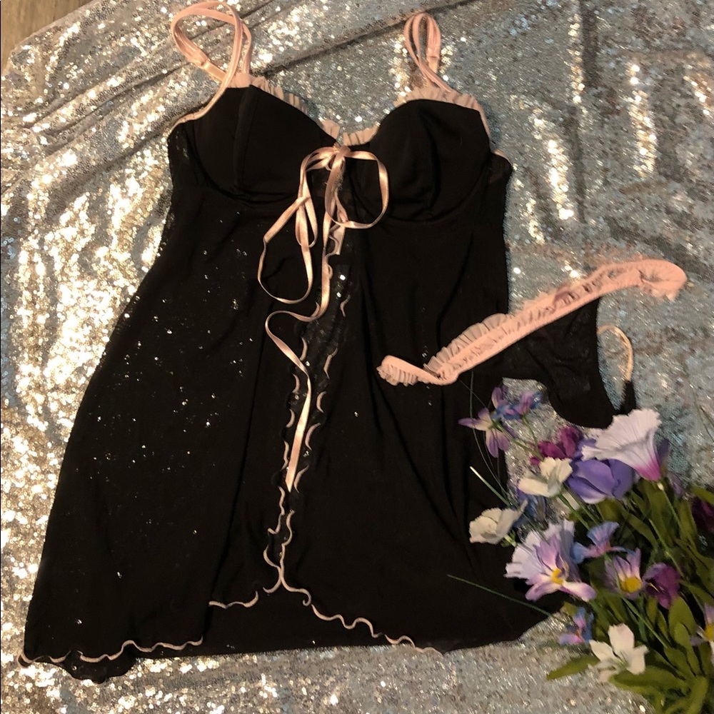 Victoria’s Secret NWT Black Babydoll with panty
